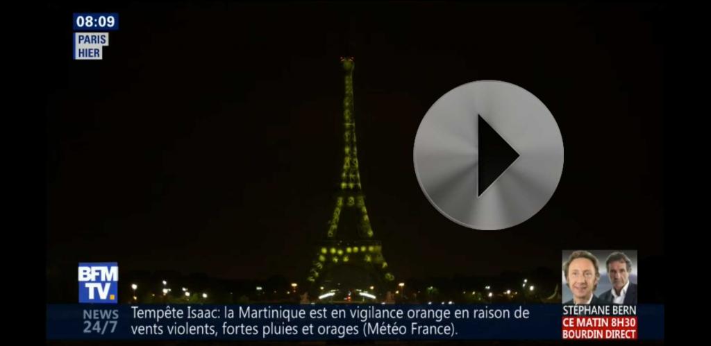 BFM TV Depuis jeudi soir, la Tour Eiffel est illuminée aux couleurs du Japon